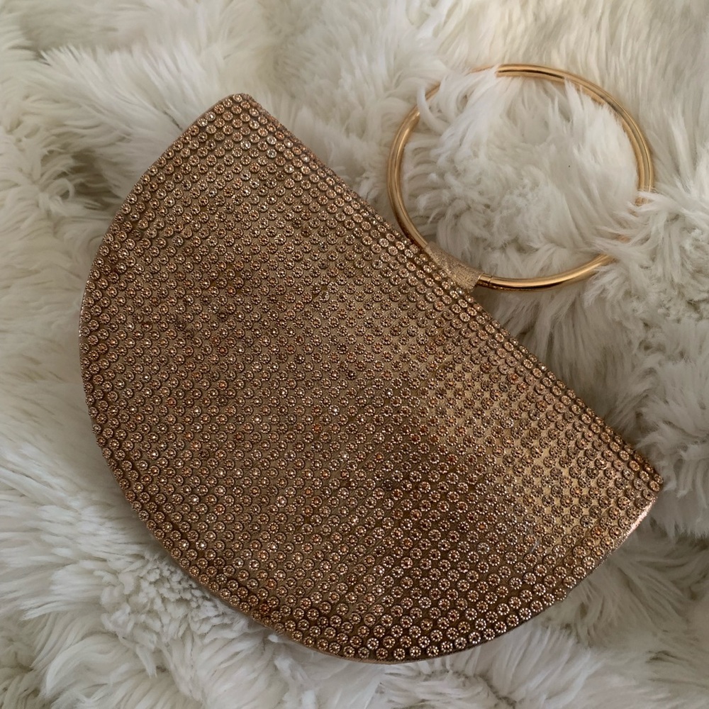 Rose Gold Rhinestone Clutch